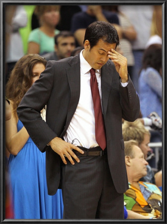 Miami Heat V Orlando Magic: Erik Spoelstra by Mike Ehrmann Pricing Limited Edition Print image