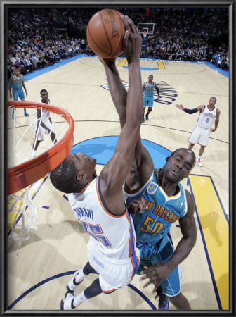 New Orleans Hornets V Oklahoma City Thunder: Kevin Durant And Emeka Okafor by Layne Murdoch Pricing Limited Edition Print image