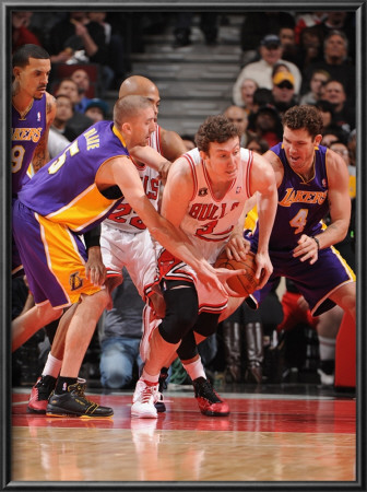 Los Angeles Lakers V Chicago Bulls: Luke Walton, Steve Blakeomer Asik by Andrew Bernstein Pricing Limited Edition Print image