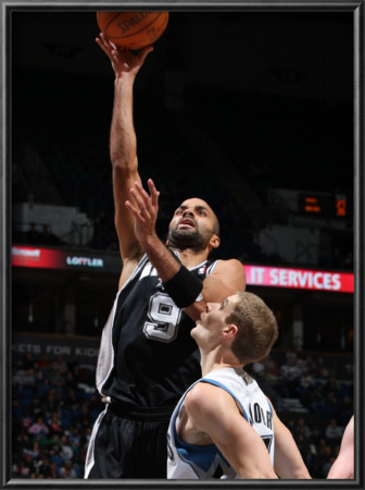 San Antonio Spurs V Minnesota Timberwolves: Tony Parker And Luke Ridnour by David Sherman Pricing Limited Edition Print image