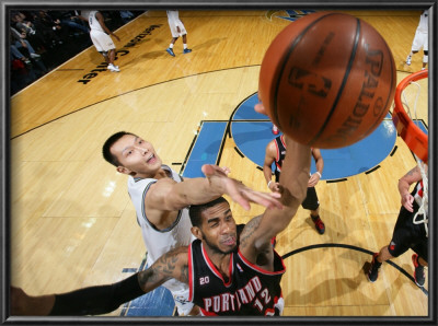 Portland Trail Blazers V Washington Wizards: Lamarcus Aldridge And Yi Jianlian by Ned Dishman Pricing Limited Edition Print image