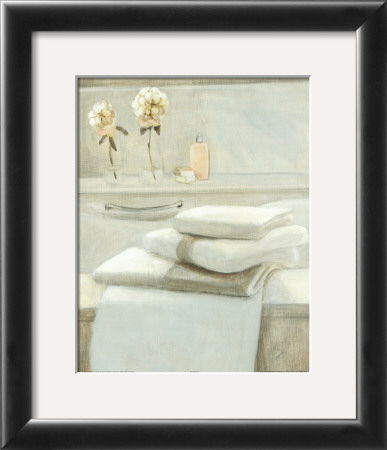 Towels And Flowers On Shelf by David Col Pricing Limited Edition Print image