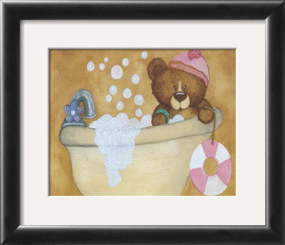 Bear With Pink Hat In Bathtub by Catherine Becquer Pricing Limited Edition Print image