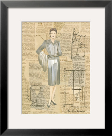 Lady In Grey Skirt And Blouse With Pattern by Cuca Garcia Pricing Limited Edition Print image