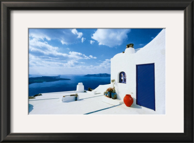 Blue Door With Red Pot by Georges Meis Pricing Limited Edition Print image