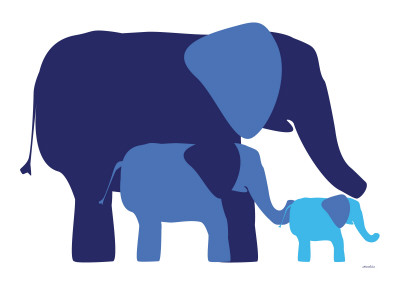 Blue Elephants by Avalisa Pricing Limited Edition Print image