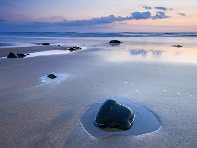 Sandy Beach At Low Tide At Dusk, Sandymouth, North Cornwall, Uk by Adam Burton Pricing Limited Edition Print image