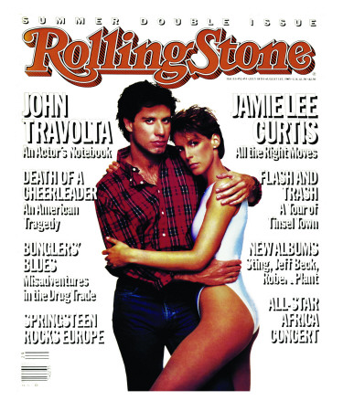 John Travolta And Jaime Lee Curtis, Rolling Stone No. 452/453, July 1985 by Patrick Demarchelier Pricing Limited Edition Print image
