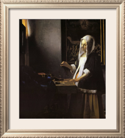 Woman Holding A Balance, C.1664 by Jan Vermeer Pricing Limited Edition Print image