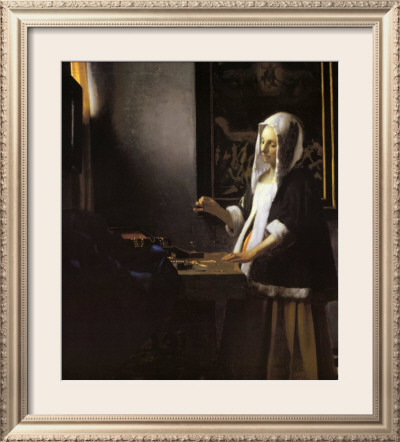 Woman Holding A Balance, C.1664 by Jan Vermeer Pricing Limited Edition Print image