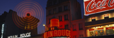 Buildings Lit Up At Night, Moulin Rouge, Montmartre, Paris, France by Panoramic Images Pricing Limited Edition Print image