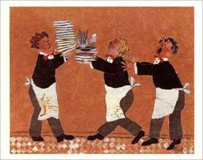Waiters With Plates by Lizbeth Holstein Pricing Limited Edition Print image