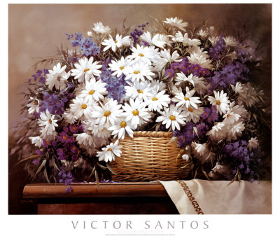 Daisies And Delphiniums by Victor Santos Pricing Limited Edition Print image