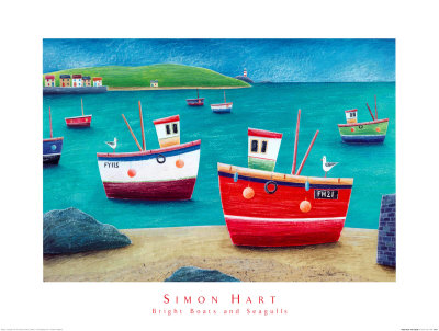 Bright Boats And Seagulls by Simon Hart Pricing Limited Edition Print image