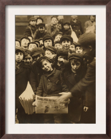 Newsies At The Paper Office, Bank Alley, Syracuse, New York, C.1910 by Lewis Wickes Hine Pricing Limited Edition Print image