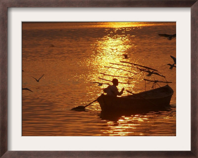 Boat On The River Ganges In Allahabad, India by Rajesh Kumar Singh Pricing Limited Edition Print image