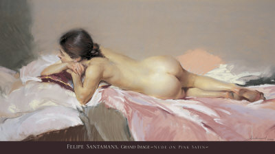 Nude On Pink Satin by Felipe Santamans Pricing Limited Edition Print image