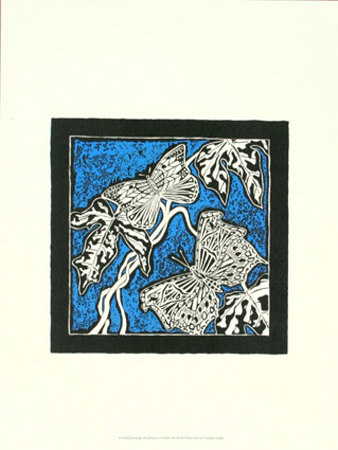 Butterfly Woodblock In Blue Ii by Chariklia Zarris Pricing Limited Edition Print image