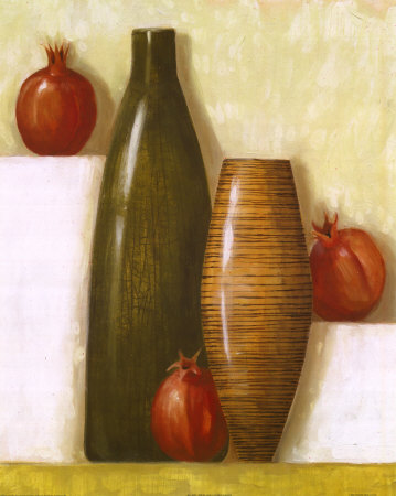Green Vase And Pomegranates by Jennifer Hammond Pricing Limited Edition Print image