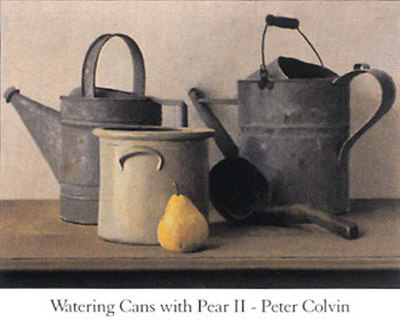 Watering Cans With Pear Ii by Peter Colvin Pricing Limited Edition Print image