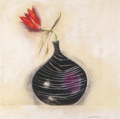 Tulip In Black Vase Ii by Marilyn Robertson Pricing Limited Edition Print image