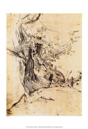 Sepia Tree Study by Jean-Baptiste-Camille Corot Pricing Limited Edition Print image