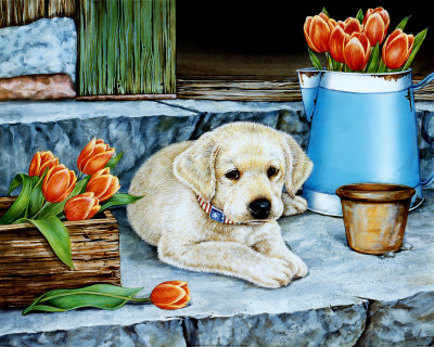 Porch Puppies I by Jane Maday Pricing Limited Edition Print image