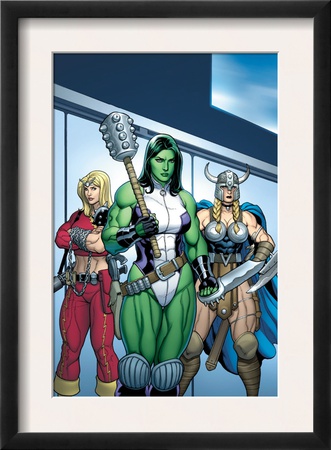 Hulk #7 Group: She-Hulk, Valkyrie And Thundra by Arthur Adams Pricing Limited Edition Print image