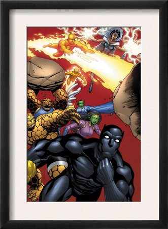 Black Panther #29 Group: Black Panther, Thing, Storm, Human Torch And Lyja by Francis Portella Pricing Limited Edition Print image