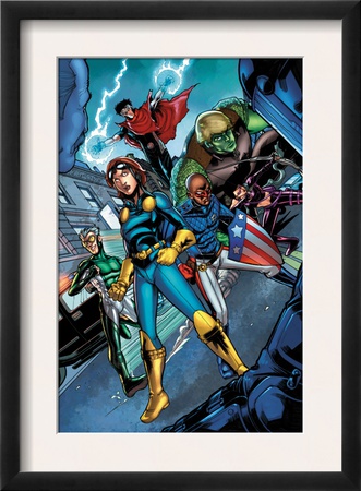 Nomad: Girl Without A World #4 Group: Nomad, Patriot, Hawkeye, Wiccan, Hulkling And Speed by David Baldeon Pricing Limited Edition Print image