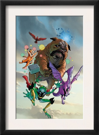 Lockjaw And The Pet Avengers #1 Cover: Lockjaw, Lockheed, Throg, Redwing And Hairball by Karl Kerschl Pricing Limited Edition Print image