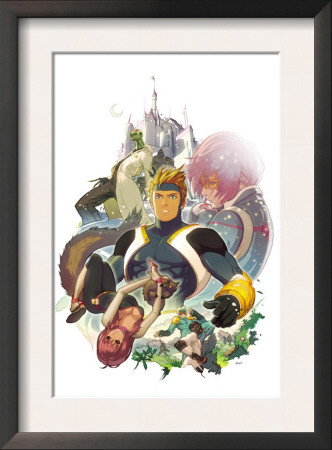 I Heart Marvel: Masked Intentions #1 Cover: Justice, Speedball, Squirrel Girl And Firestar Smashing by Gez Fry Pricing Limited Edition Print image