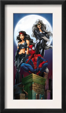 Ultimate Spider-Man #52 Cover: Spider-Man, Elektra And Black Cat by Mark Bagley Pricing Limited Edition Print image