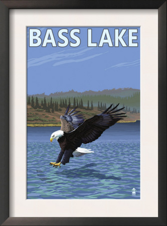 Bass Lake, California - Fishing Eagle, C.2009 by Lantern Press Pricing Limited Edition Print image
