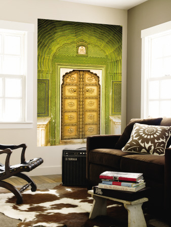 Ornate Green Gate At Jaipur City Palace by Gavin Gough Pricing Limited Edition Print image
