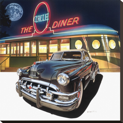 Pontiac Chieftain '50 At The Circle Diner by Graham Reynold Pricing Limited Edition Print image