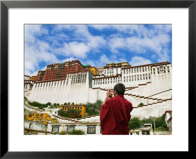 Tibetan Monk With Potala Palace, Lhasa, Tibet, China by Keren Su Pricing Limited Edition Print image