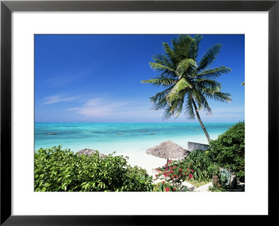 View Through Palm Trees Towards Beach And Indian Ocean, Jambiani, Island Of Zanzibar, Tanzania by Lee Frost Pricing Limited Edition Print image