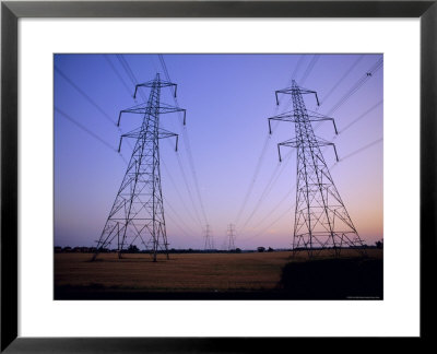 Pylons In A Rural Landscape At Dusk by John Miller Pricing Limited Edition Print image