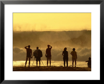 People Checking Out Waves, Banzai Pipeline, North Shore, At Sunset, U.S.A. by Ann Cecil Pricing Limited Edition Print image