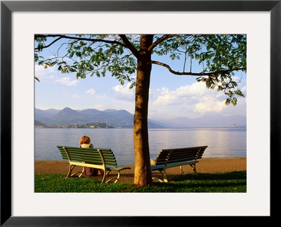 Benches At Lakeside Gardens On Lake Maggiore, Stresa, Piedmont, Italy by Glenn Van Der Knijff Pricing Limited Edition Print image