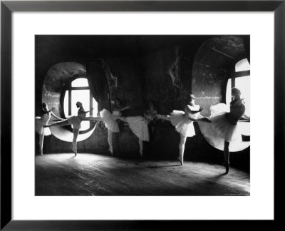 Ballerinas At Barre Against Round Windows During Rehearsal For Swan Lake At Grand Opera De Paris by Alfred Eisenstaedt Pricing Limited Edition Print image