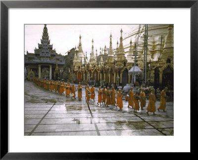 Procession Of Buddhist Monks, Shwe Dagon Pagoda, Ceremonies Marking 2,500Th Anniversary Of Buddhism by John Dominis Pricing Limited Edition Print image