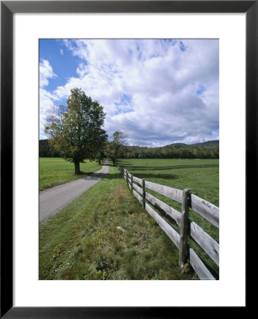 Fence And Country Road, Holderness, New Hampshire, New England, Usa by Marco Simoni Pricing Limited Edition Print image