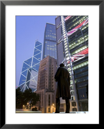 China, Hong Kong, Central, Hsbc Building And Bank Of China, Statue Of Sir Thomas Jackson by Gavin Hellier Pricing Limited Edition Print image
