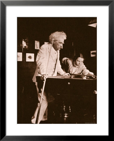 Mark Twain Playing Pool With The Daughter Of His Biographer Albert Bigelow Paine by Albert Bigelow Paine Pricing Limited Edition Print image