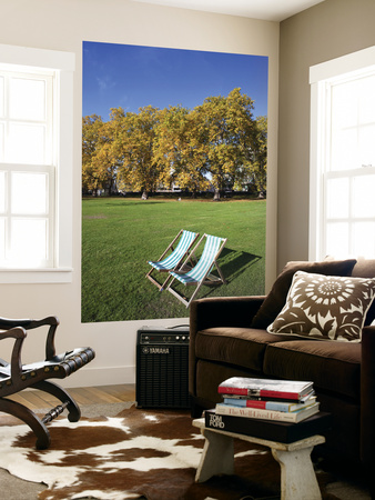 England, London, Green Park, Autumn Leaves And Deck Chairs by Steve Vidler Pricing Limited Edition Print image