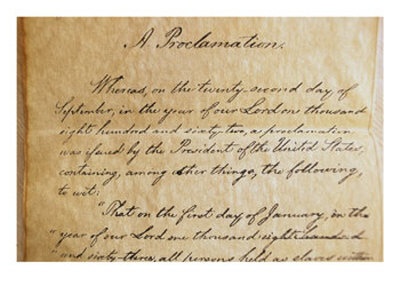 Close-Up Of A Copy Of The Emancipation Proclamation by Todd Gipstein Pricing Limited Edition Print image