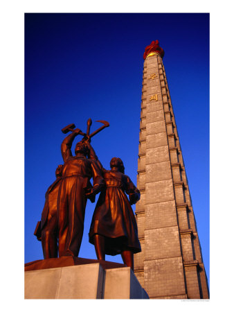 Juche Tower And Statue, P'yongyang, North Korea by Tony Wheeler Pricing Limited Edition Print image
