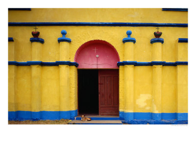 Painted Church In Santa Margarita, Quiche, Guatemala by Jeffrey Becom Pricing Limited Edition Print image